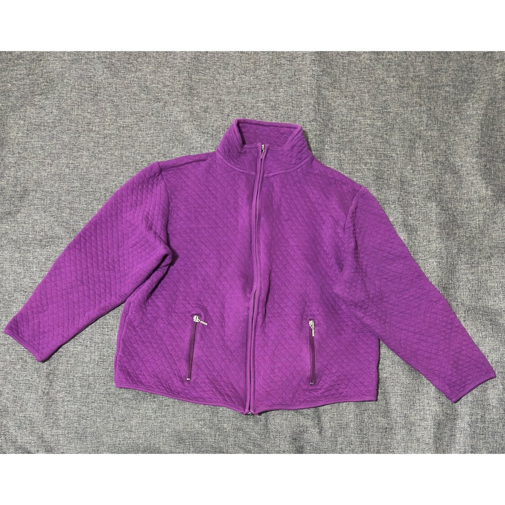 Hasting & Smith Womens XL Jacket Quilted Full Zip Purple Mock Neck